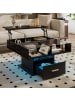 ABRIHOME Hochglanz Lift Couchtisch mit LED und flexiblem Stauraum, Schwarz