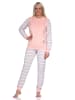 NORMANN geringelte Frottee Schlafanzug langarm Pyjama Eiskristall - 75052 in rosa