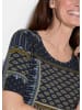 GOLDNER Kurzgröße:  Shirt Shirt in marine / honig / gemustert