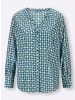 Heine Langarm-Bluse in ecru-royalblau-gemustert