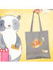 Mr. & Mrs. Panda Canvas Tasche Rotkehlchen Federn ohne Spruch in Light Grey