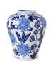 Beliani Blumenvase GIRONA in Weiß/Blau - (W) 23 x (H) 35 x (L) 23 cm