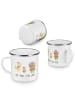 Mr. & Mrs. Panda Camping Emaille Tasse Waldtiere Aloha mit Spruch in Weiß