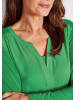 GOLDNER Blusenshirt Elegantes Chiffonshirt mit Jersey-Details in grün