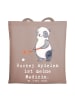 Mr. & Mrs. Panda Tragetasche Panda Hockey spielen mit Spruch in Braun Pastell
