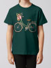 wat? Apparel T-Shirt Fahrrad mit Blumen in Dunkelgrün