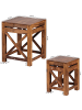 KADIMA DESIGN Set aus 2 Sheesham Massivholz Beistelltischen, rustikaler Landhausstil