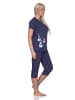 NORMANN Schlafanzug kurzarm Pyjama Caprihose Tupfen Punkte Optik - 86428 in navy
