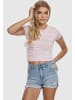 Urban Classics Cropped Tees in girlypink/oceanblue