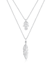Elli Halskette 925 Sterling Silber Feder, Hamsa Hand in Silber