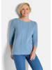 GOLDNER Kurzgröße:  Sommerpullover mit Wellenstruktur in hellblau