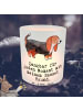 Mr. & Mrs. Panda Glas Windlicht Basset Hound Moment mit Spruch in Transparent
