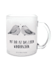 Mr. & Mrs. Panda Glasbecher Turteltauben Liebe mit Spruch in Transparent