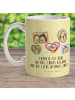 Mr. & Mrs. Panda Kaffeetasse Igel Familie mit Spruch in Gelb Pastell