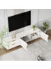 ABRIHOME Weißer TV-Schrank in Marmoroptik mit goldenen Griffen und Metallfüßen