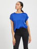 Vila Satin Blusen T-Shirt Kurzarm Basic Top Glänzend VIELLETTE in Dunkelblau