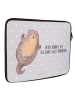 Mr. & Mrs. Panda Laptop Tasche Otter Umarmen mit Spruch in Grau Pastell