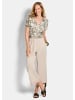 GOLDNER Kurzgröße:  Culotte Sommerhose mit floraler Spitze in stein