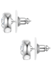 Yokoamii Ohrstecker aus Metall-Legierung mit Glaskristall in silber