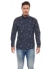 Le Temps des Cerises SHIRT CHEMISE HOMME  BIRDY (MANCHE LONGUE) /SHIRT MAN BIRDY (LONG SLEEVE) in blue-dark blue