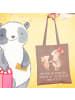 Mr. & Mrs. Panda Shopping Tasche Erzieher-Dank mit Spruch in Braun Pastell