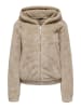 ONLY Jacke Teddyfell Kapuze Kurz Reißverschluss in Beige-2
