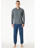 Schiesser Pyjama lang für Herren in dunkel-blau