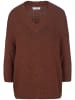 PETER HAHN Strick-V-Pullover Cotton in BRAUN