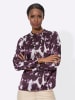creation L Satinbluse in ecru-aubergine-bedruckt