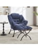 ABRIHOME Loungesessel in Marineblau mit Ottomane Armlehnen und Seitentasche