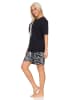 NORMANN Kurzarm Schlafanzug Pyjama Shorty Tiermotiv - 85171 in schwarz