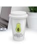 Mr. & Mrs. Panda To Go Becher Avocado Kern mit Spruch in Weiß