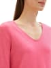 Tom Tailor Dünner Strickpullover Basic V-Ausschnitt Stretch Sweater in Pink