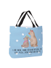 Mr. & Mrs. Panda Tote Bag Bär Kind mit Spruch in Blau Pastell