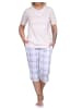 NORMANN Schlafanzug kurzarm karierter Capri Hose Jersey - 78819 in rosa