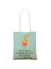 Mr. & Mrs. Panda Strandtasche Fuchs Ballerina mit Spruch in Türkis Pastell