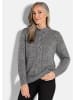 GOLDNER Kurzgröße:  Strickpullover Hüftlanger Langarm Pullover, Zopfstrick in grau / gemustert