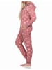 NORMANN Jumpsuit Schlafanzug Overall Coralfleece Tupfen Punkte - 76725 in rosa