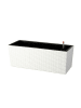 relaxdays Balkonkasten "Rattan" mit Selbstbewässerung in Weiß - (B)50 x (H)19 x (T)19 cm