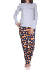 NORMANN Schlafanzug langarm Pyjama Peachy Design in grau-mel.