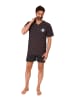 NORMANN Kurzarm Schlafanzug Shorty Pyjama Streifen in rot