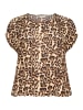 KAFFE curve Kurzarm-Bluse KCami Loose fit in Naturel Leopard Print