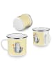 Mr. & Mrs. Panda Camping Emaille Tasse Katze König ohne Spruch in Gelb Pastell