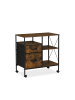 relaxdays Rollcontainer in Braun/Schwarz - (B) 76,5 x (H) 75,5 x (T) 40 cm