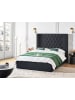 Beliani Doppelbett LUBBON in Schwarz/Silber - (W) 170 x (H) 144 x (L) 217 cm