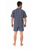 NORMANN Schlafanzug Shorty Pyjama kurzarm gewebt zum Knöpfen - 80006 in blau