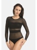 Teyli 2er Pack: Langärmeliger Mesh-Bodysuit für Frauen Stripy in schwarz