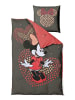 Disney 2 tlg. Renforcé Disney Bettwäsche 135x200cm Minnie Mouse Herzen in Grau/ Rosa