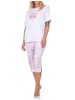 NORMANN Kurzarm Capri Schlafanzug Pyjama Herz Katzenmotiv 125 204 360 in rosa