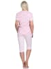 NORMANN Kurzarm Schlafanzug Caprihose Herz - 78868 in rosa